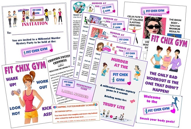 Murder at the Fit Chyx Gym Printable Millennial Hen Party Game