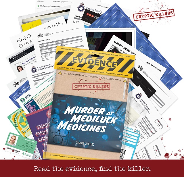 Murder at MediLuck Medicines Cold Case Murder Mystery Kit