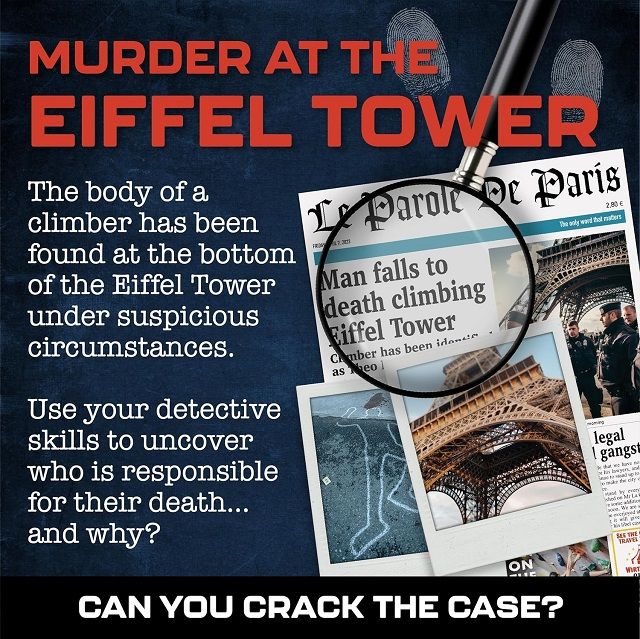 Murder at the Eiffel Tower An escape room murder mystery for adults